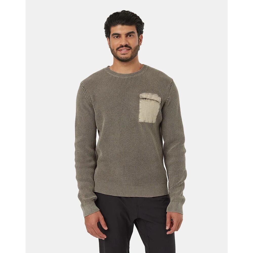 TENTREE MENS HIGHLINE GARMENT DYED WAFFLE KNIT POCKET CREW SWEATER XXL